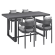 Armen Living Menorca Outdoor Patio 5-Piece Aluminum Dining Set in Gray