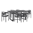 Armen Living Menorca Outdoor Patio 7-Piece Aluminum Dining Set in Gray