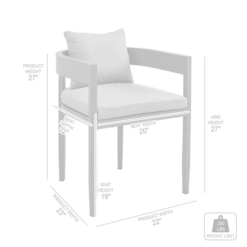 Armen Living Menorca Outdoor Patio 7-Piece Aluminum Dining Set in Gray