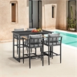 Armen Living Orlando Outdoor Patio 5-Piece Aluminum Bar Set in Gray