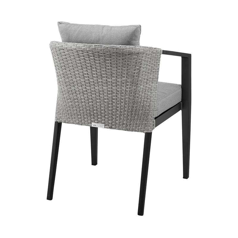 Armen Living Palma 7-Piece Outdoor Fabric & Aluminum Dining Table Set in Gray
