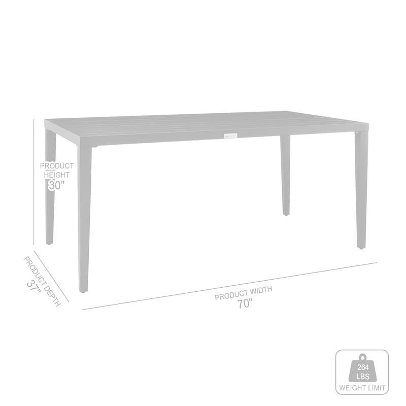 Armen Living Palma 7-Piece Outdoor Fabric & Aluminum Dining Table Set in Gray