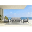 Armen Living Palma Outdoor Patio 4-Piece Aluminum and Wicker Lounge Set in Gray