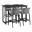 Palma Outdoor Patio 5-Piece Bar Table Set in Aluminum with Grey Cushions
