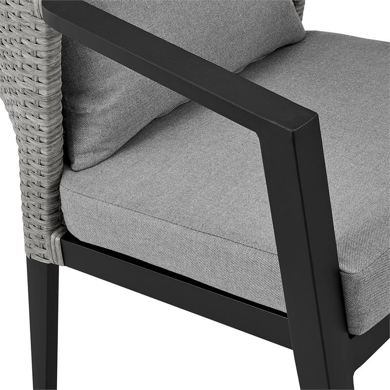 Palma Outdoor 5-Piece Dining Table Set in Aluminum and Wicker with Grey Cushions