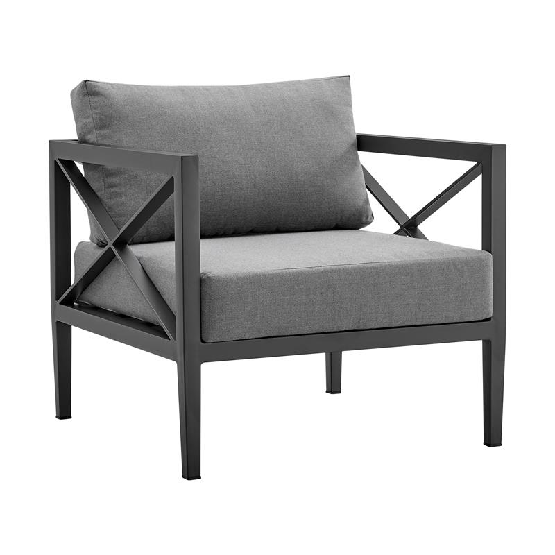 Armen Living Sonoma 4-Piece Modern Aluminum Outdoor Set in Dark Gray