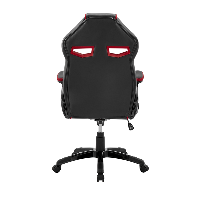 Armen Living Aspect Adjustable Faux Leather Racing Gaming Chair in Black/Red