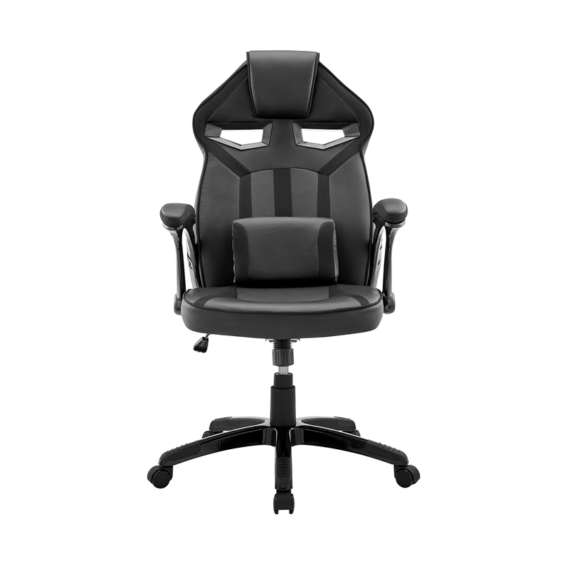 Armen Living Aspect Adjustable Modern Faux Leather Racing Gaming Chair in Black