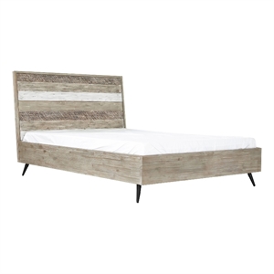 Armen Living Bridges 89&quotModern Wood Queen Platform Bed in Natural/Gray