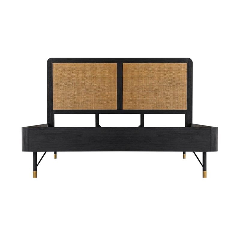 Armen Living Saratoga Modern Wood King Platform Frame Bed in Black