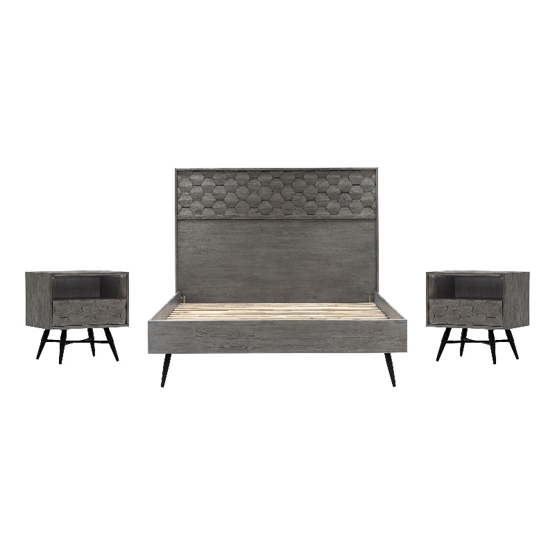 Armen Living Makena 3-Piece Modern Wood Queen Bedroom Set in Natural