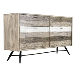 Armen Living Bridges 6-Drawer Modern Wood Dresser in Natural/Gray