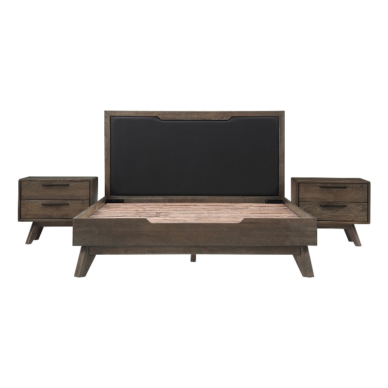 Armen Living Astoria 3-Piece Modern Wood Queen Bedroom Set in Brown