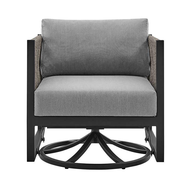 Armen Living Cuffay Aluminum Patio Swivel Glider Lounge Chair in Gray/Black