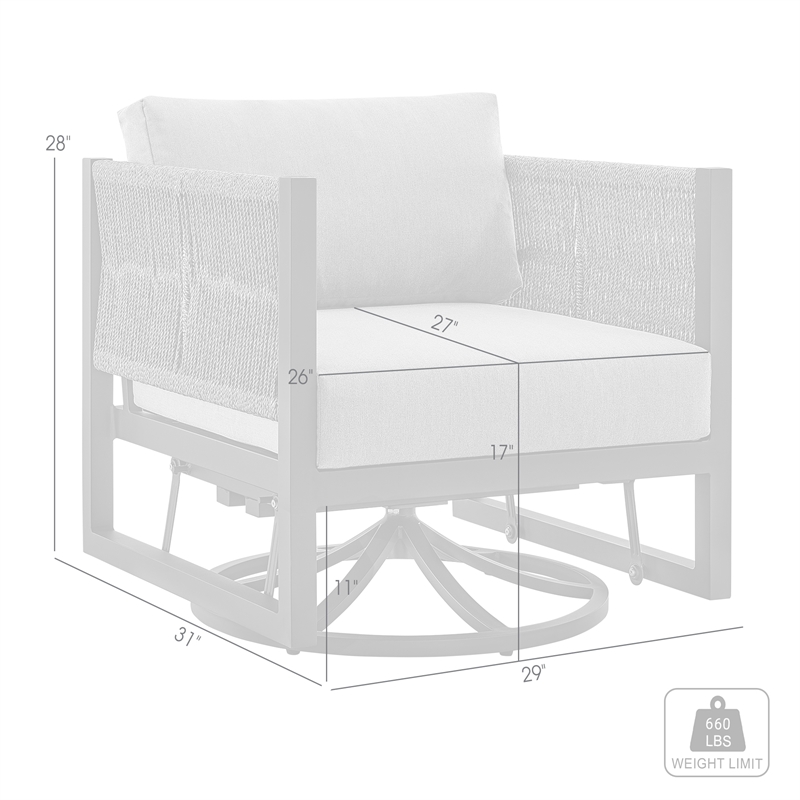 Armen Living Cuffay Aluminum Patio Swivel Glider Lounge Chair in Gray/Black