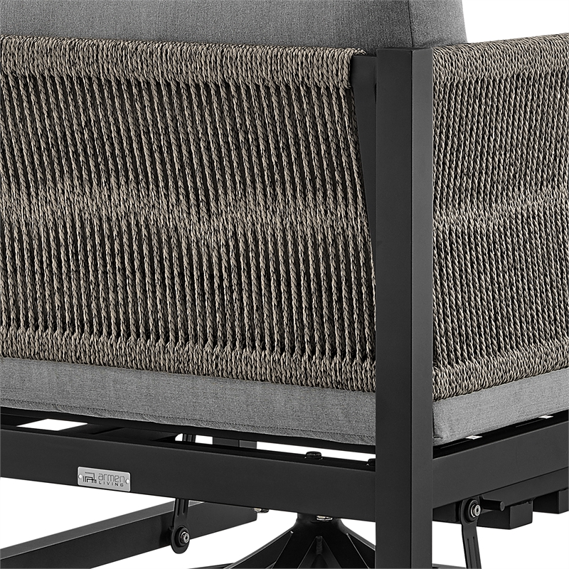 Armen Living Cuffay Aluminum Patio Swivel Glider Lounge Chair in Gray/Black