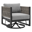 Armen Living Cuffay Aluminum Patio Swivel Glider Lounge Chair in Gray/Black