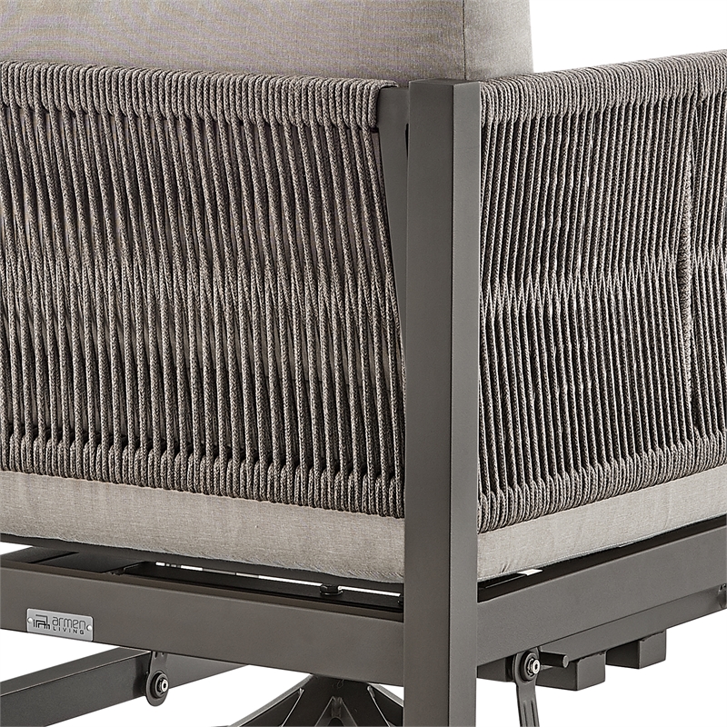 Armen Living Cuffay Aluminum Patio Swivel Glider Lounge Chair in Brown/Black