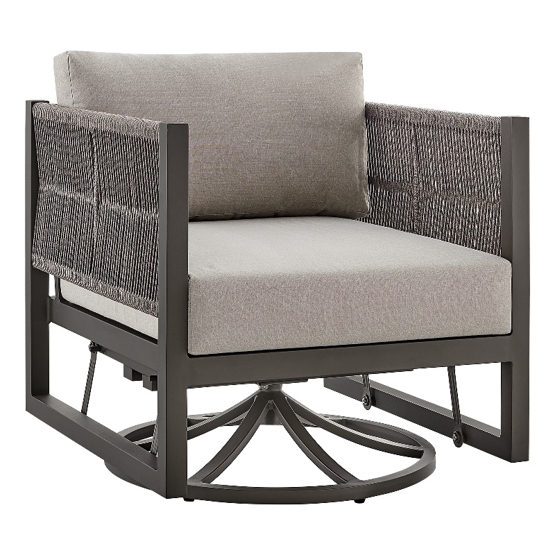 Armen Living Cuffay Aluminum Patio Swivel Glider Lounge Chair in Brown/Black