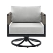 Armen Living Felicia Aluminum Outdoor Patio Swivel Rocking Chair in Gray/Black