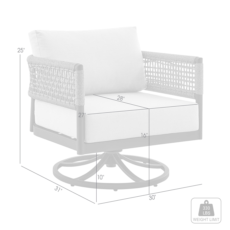 Armen Living Felicia Aluminum Outdoor Patio Swivel Rocking Chair in Gray/Black