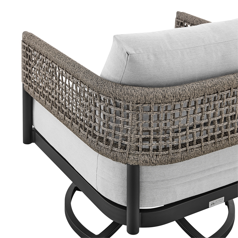 Armen Living Felicia Aluminum Outdoor Patio Swivel Rocking Chair in Gray/Black