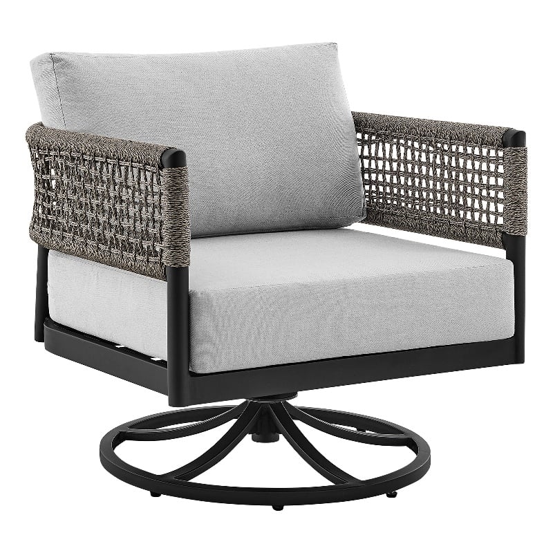 Armen Living Felicia Aluminum Outdoor Patio Swivel Rocking Chair in Gray/Black