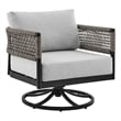 Armen Living Felicia Aluminum Outdoor Patio Swivel Rocking Chair in Gray/Black