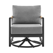 Armen Living Royal Aluminum Patio Swivel Glider Lounge Chair in Gray/Black