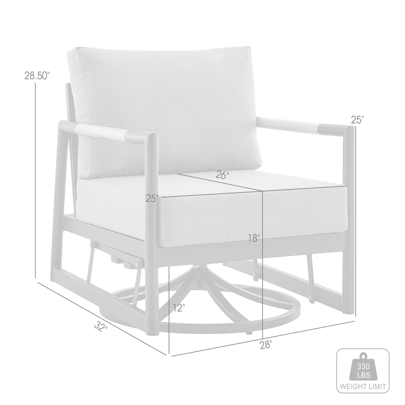 Armen Living Royal Aluminum Patio Swivel Glider Lounge Chair in Gray/Black