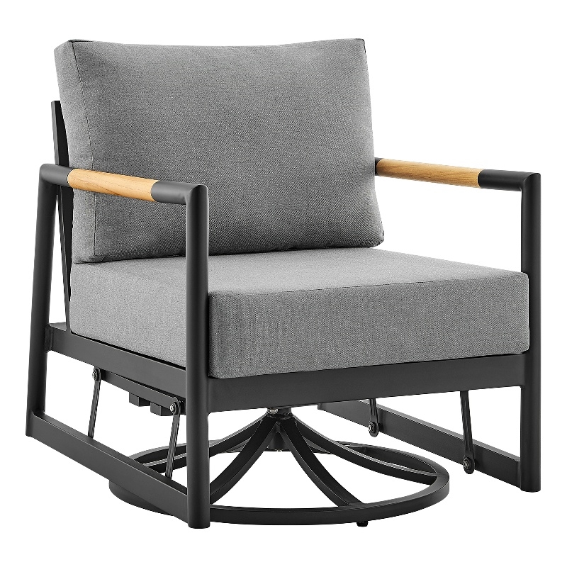 Armen Living Royal Aluminum Patio Swivel Glider Lounge Chair in Gray/Black