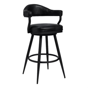 Armen Living Justin 30&quot Modern Metal Swivel Bar Stool in Black