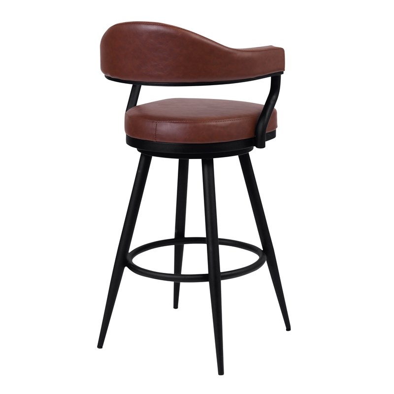 armen living justin 26&quot modern metal swivel counter stool in black/coffee