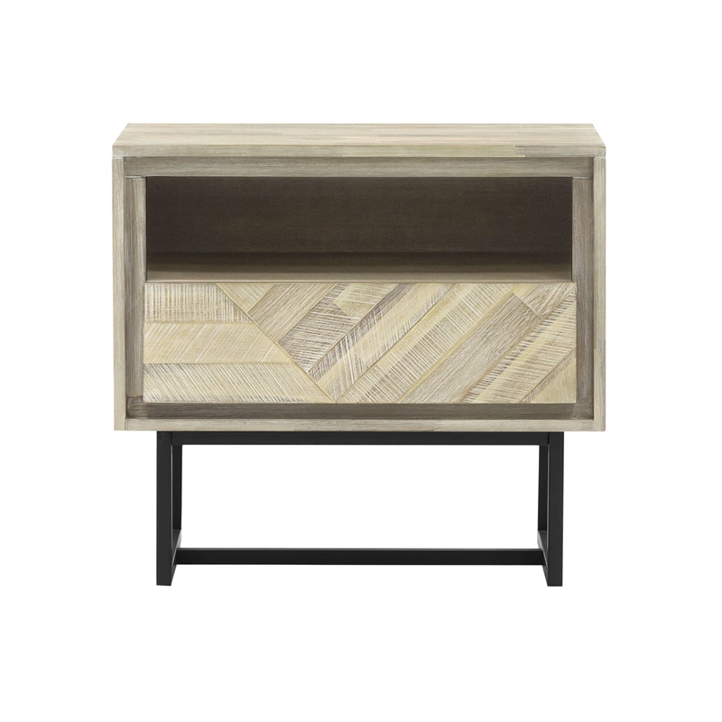 Armen Living Peridot 1-Drawer Modern Wood Night Stand in Natural