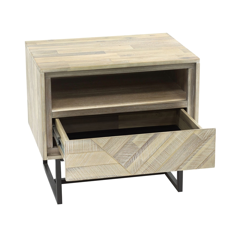 Armen Living Peridot 1-Drawer Modern Wood Night Stand in Natural