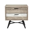Armen Living Bridges 2-Drawer Modern Wood Night Stand in Natural/Gray