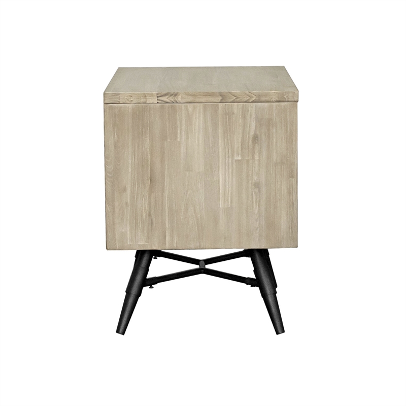 Armen Living Bridges 2-Drawer Modern Wood Night Stand in Natural/Gray