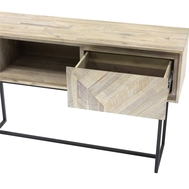 Armen Living Peridot 1-Drawer Modern Wood Console Table in Natural