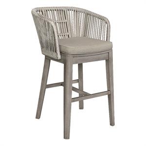 garnet outdoor patio bar stool in grey acacia wood and rope