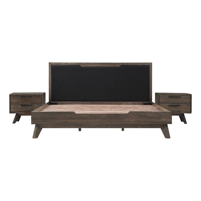 Armen Living Astoria 3-Piece Modern Wood King Bedroom Set in Brown