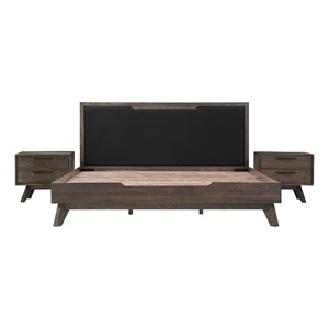 Armen Living Astoria 3-Piece Modern Wood King Bedroom Set in Brown