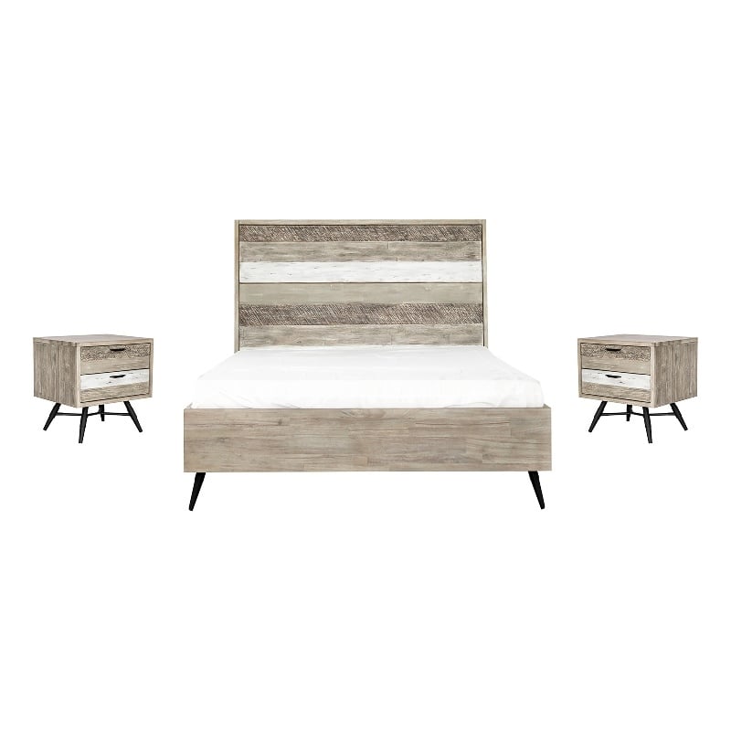 Armen Living Bridges 3-Piece Modern Wood Queen Bedroom Set in Natural