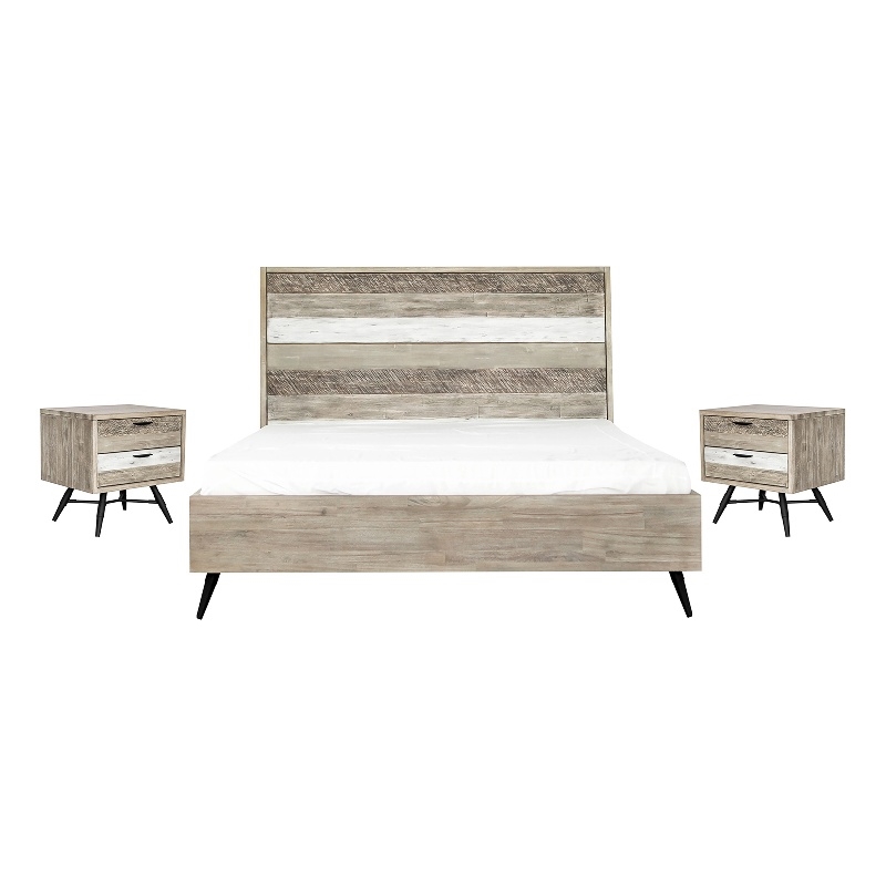 Armen Living Bridges 3-Piece Modern Wood King Bedroom Set in Natural