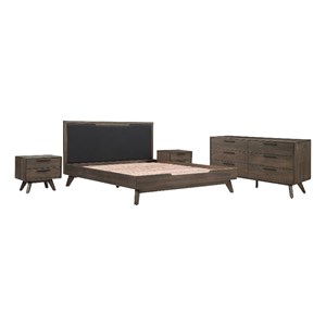 Armen Living Astoria 4-Piece Modern Wood King Bedroom Set in Brown