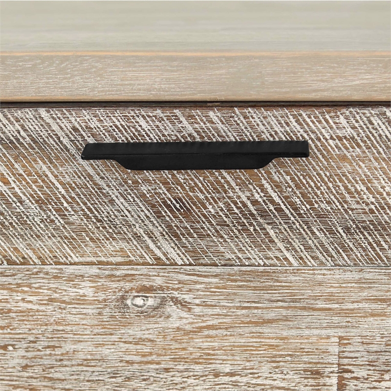 Armen Living Bridges 4-Drawer Modern Wood Desk in Natural/Gray