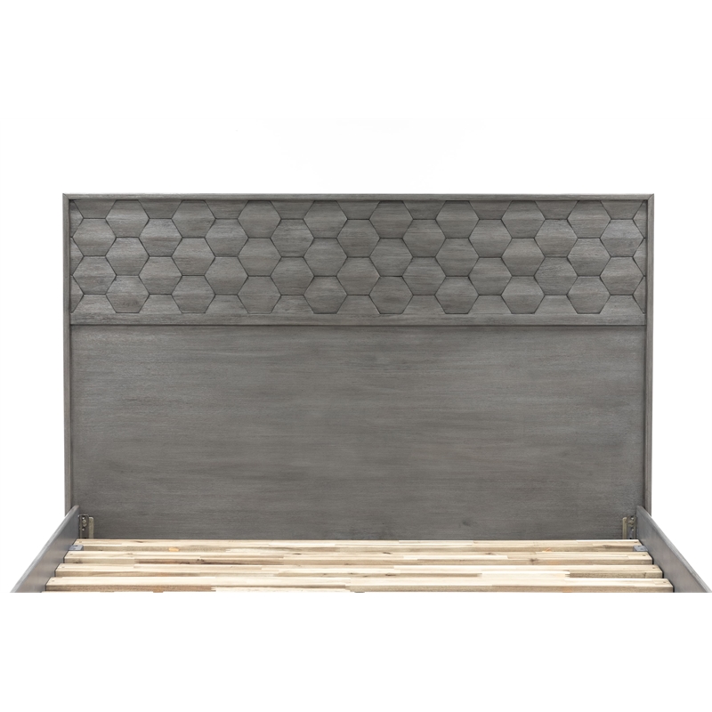 Armen Living Makena Modern Wood Queen Platform Bed Frame in Gray