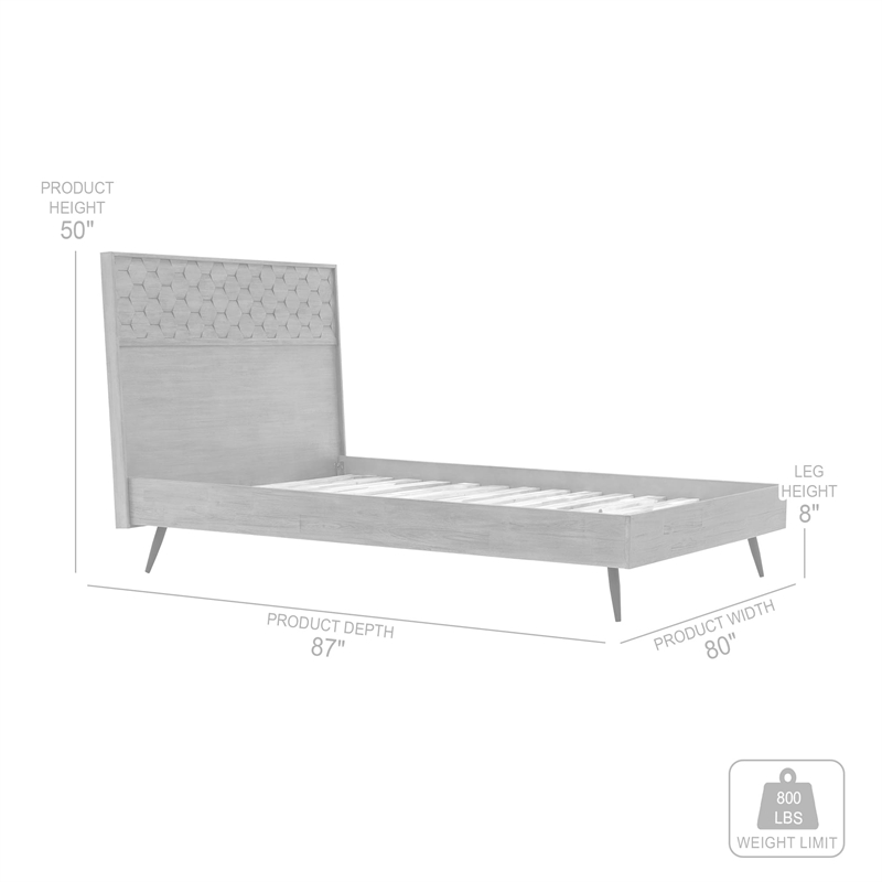 Armen Living Makena Modern Wood Queen Platform Bed Frame in Gray