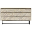 Armen Living Peridot 6-Drawers Solid Wood Double Dresser in Natural Acacia/Black