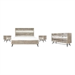 Armen Living Bridges 4-Piece Modern Wood King Bedroom Set in Natural
