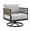 Armen Living Felicia and Argiope 3PC Fabric Outdoor Swivel Set in Gray/Black